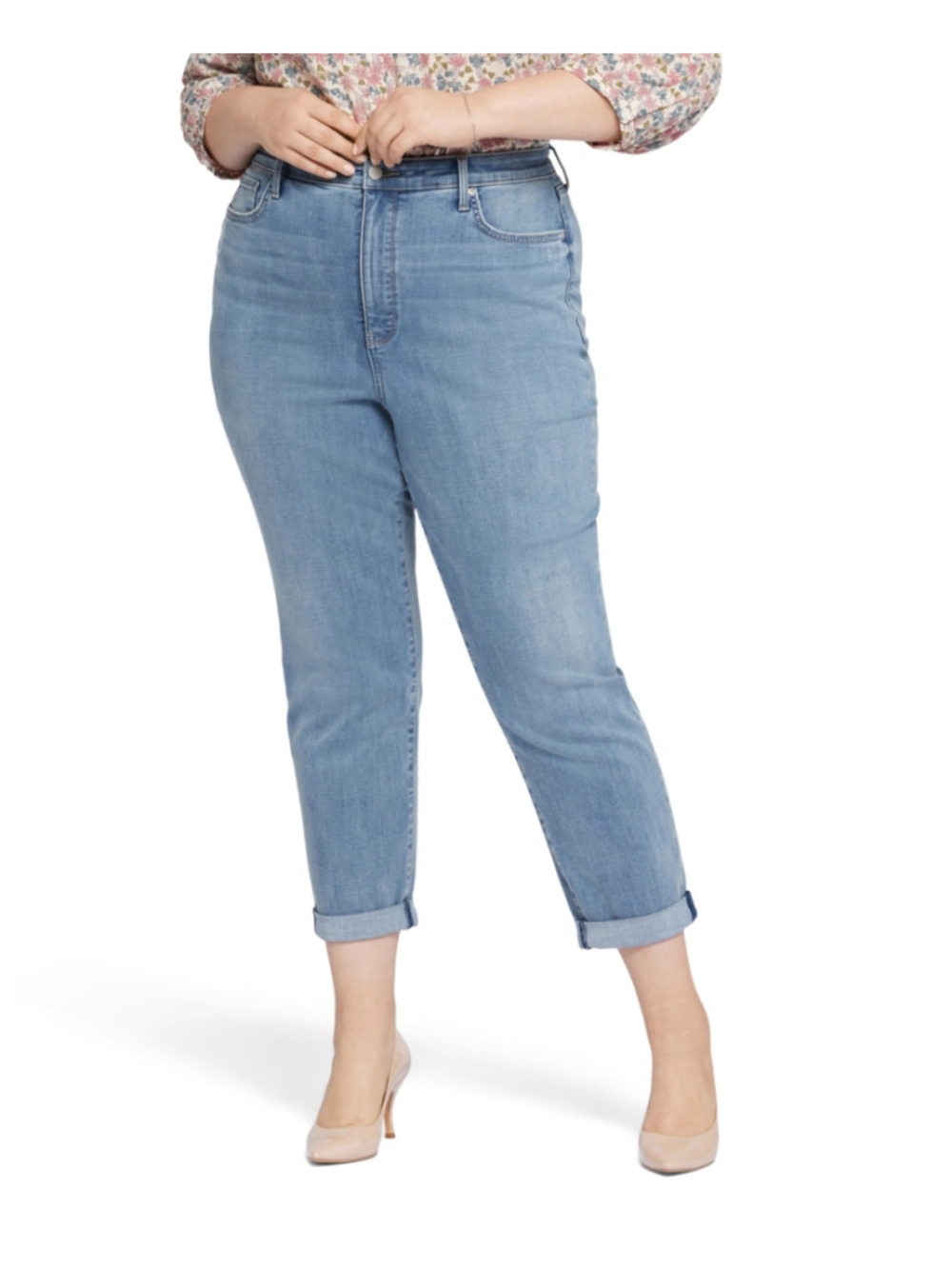 NYDJ Plus Size 18W Girlfriend Rolled Cuffs Light Wash Jeans NWT